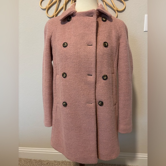 Womens Zara Coat Double Breasted in Dusty Pink. - Picture 2 of 5